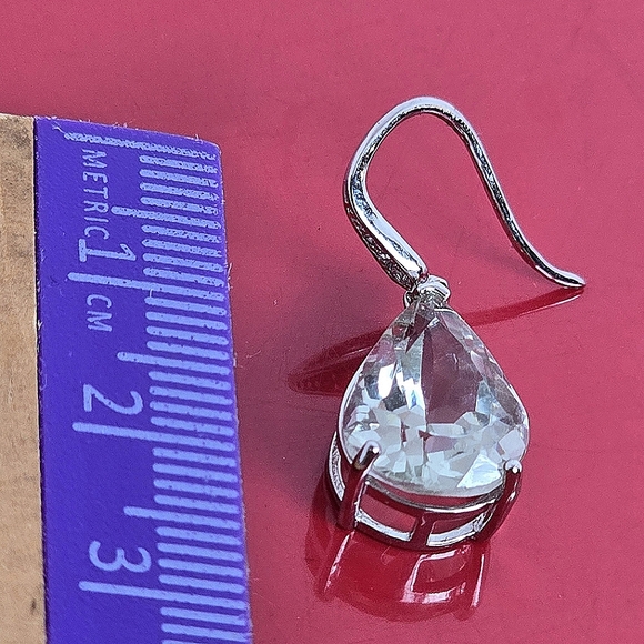 Natural Green Amethyst & Cz 925 Sterling Silver Earrings - Picture 3 of 7